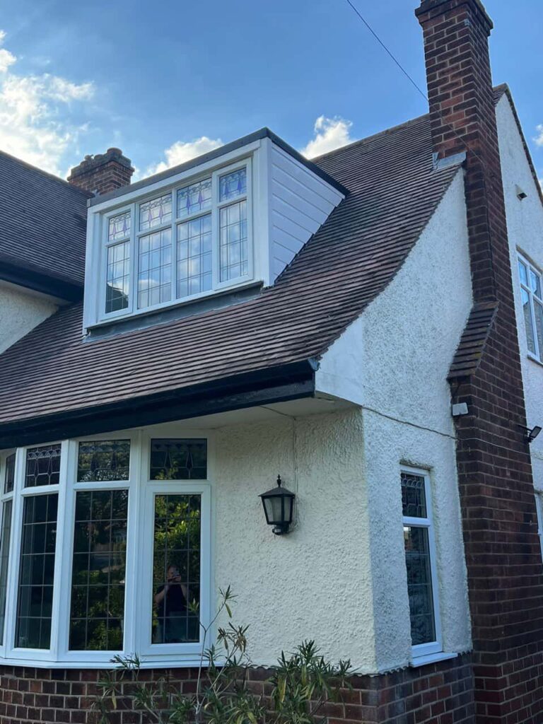 This is a photo of a dormer window which has just had some repairs carried out where the roof and the dormer meet. Works carried out by Greenhithe Roofing Repairs